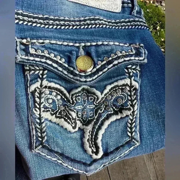 Dryad Women's 27x33 Skinny Boot Cut Rhinestone Western Rodeo Denim Jeans - Picture 4 of 9